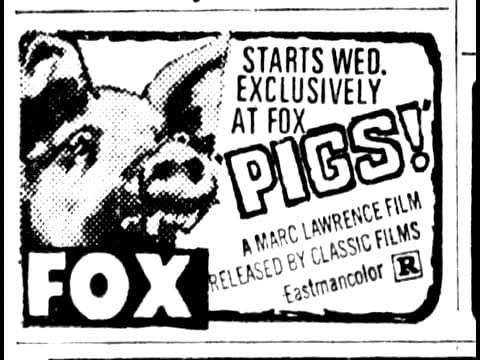 Drive-In Asylum Ad Gallery: PIGS (1973) Daddy's Deadly Darling, Love Exorcist; vintage newsprint ads