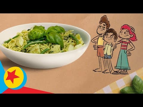Luca and Alberto Cook Trenette al Pesto | Cooking with Pixar