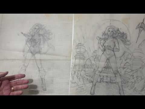 Greg Hildebrandt 1977 Barbarella Reissue Poster Sketches